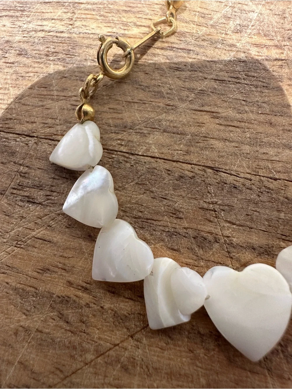 Mother of Pearl Heart Beaded Necklace 17in